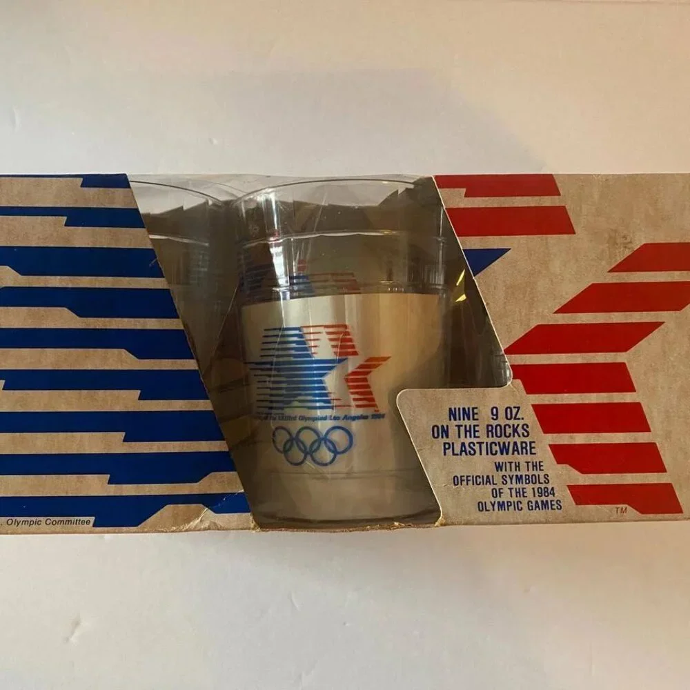 VTG 1984 OLYMPIC XXXIII PLASTIC Tumblers CUPS LOS ANGELES LA LOT of 9, 10oz NEW
